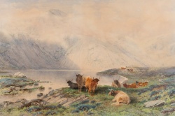 Frederick Tucker (1860-1935) 'Highland cattle resting